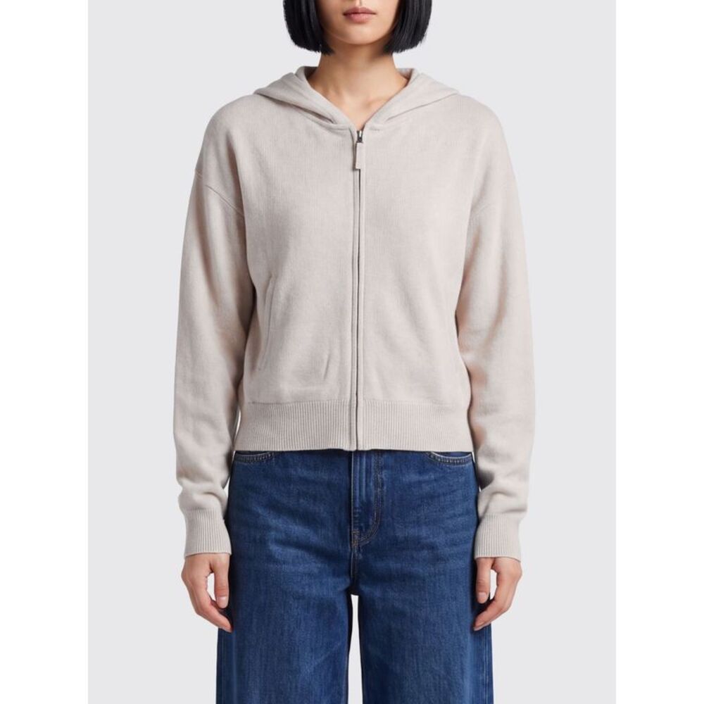 Allude Women Wool And Cashmere Knit Hooded Cardigan Allude With Zip Closure